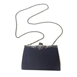 Jessica McClintock Black Satin Clutch, Gala/Party Favorite
